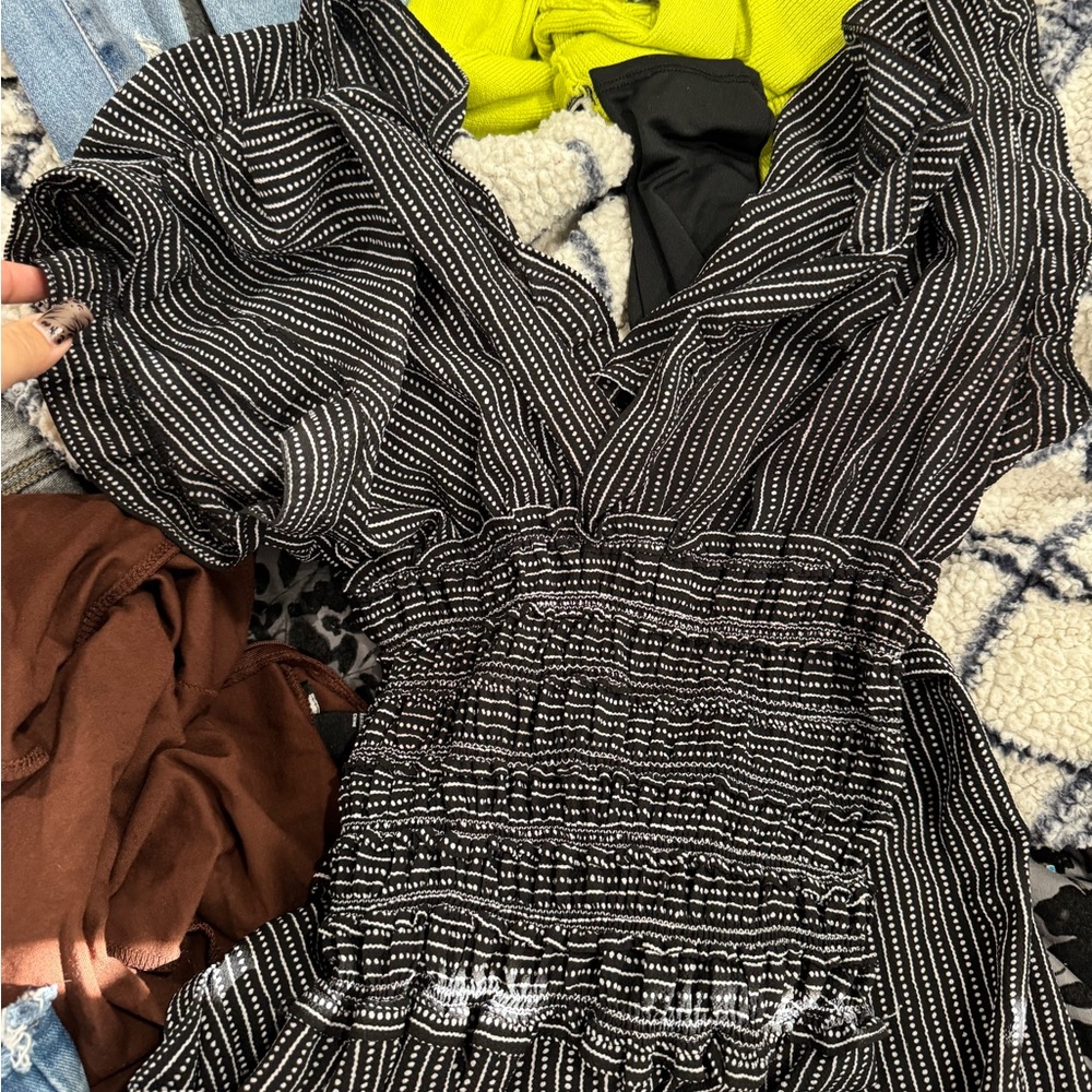 Elegant Black and White Striped Jumpsuit